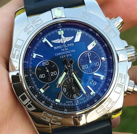 blue face breitling watch|breitling chronomat 44 blue face.